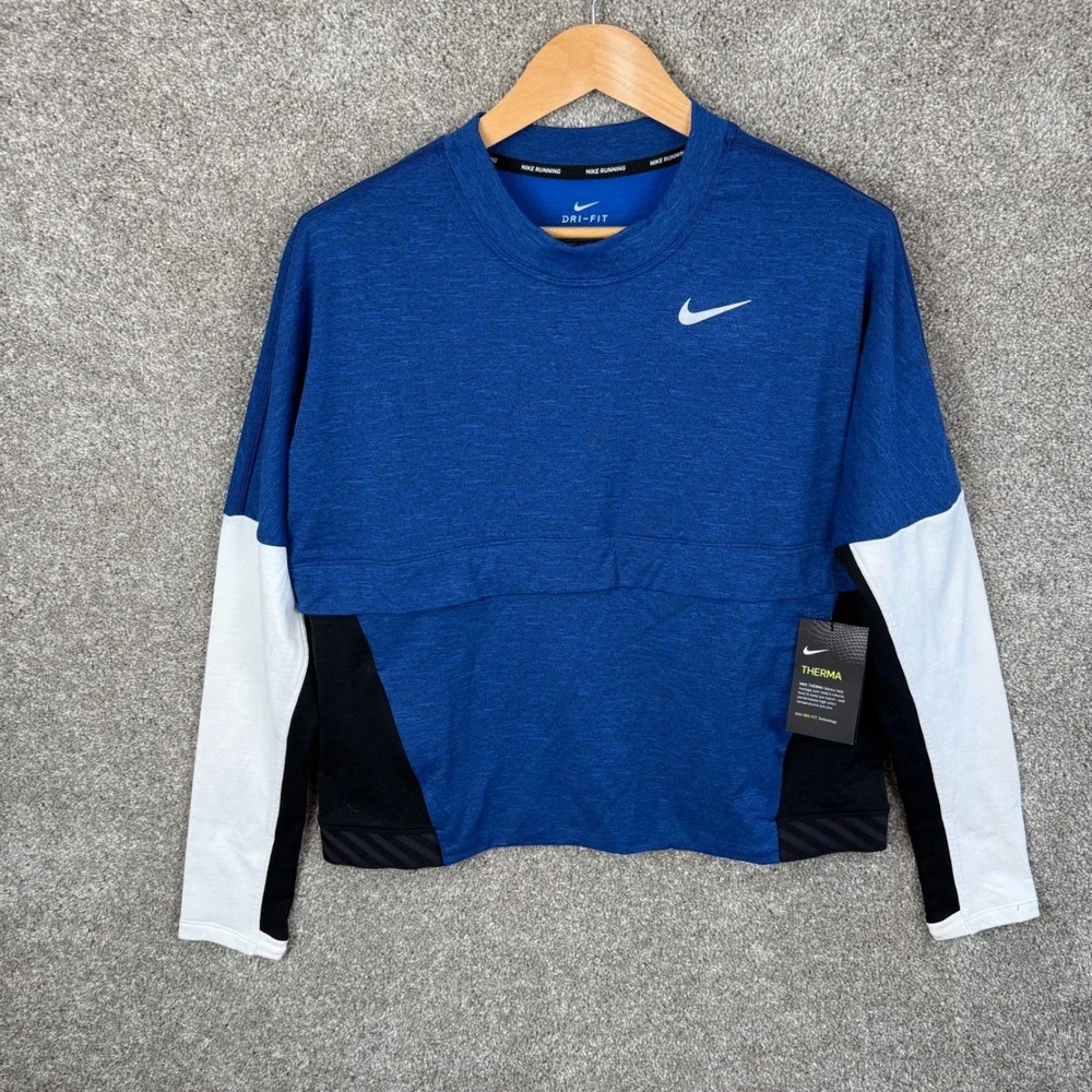 Nike Therma Sphere Womens Large Running Top Blue Colorblock NEW‎